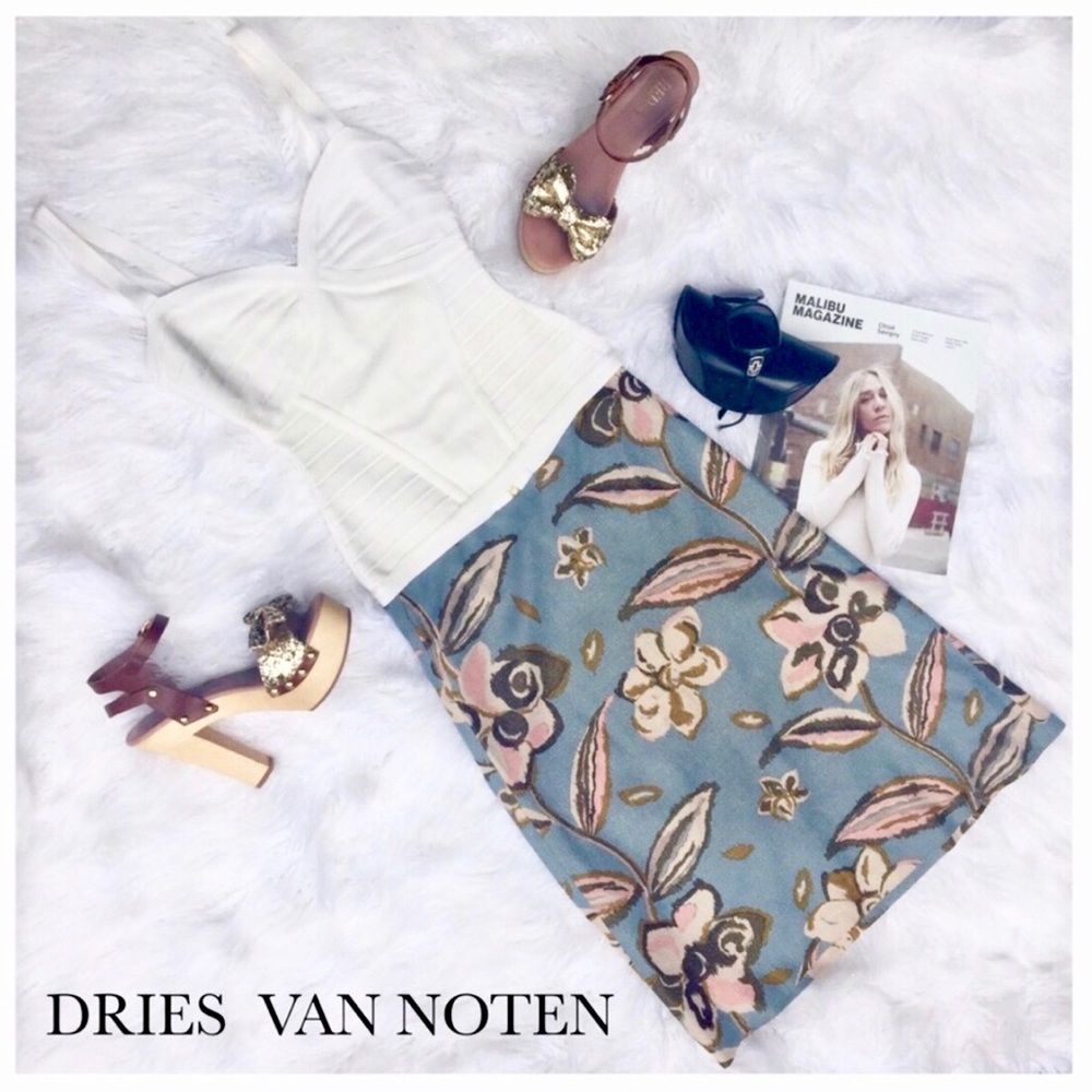 DRIES VAN NOTEN BLUE FLORAL SKIRT - Picture 3 of 7